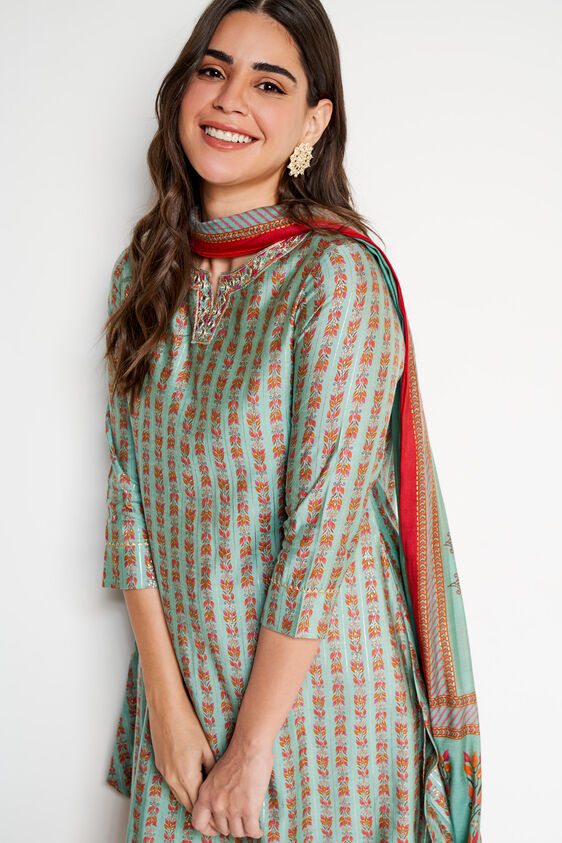 Teal Ethnic Motifs Asymmetric Set of 3, Teal, image 5